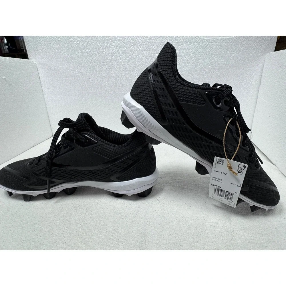 Adidas Icon 8 MD Baseball Cleats Mens 6.5 Black White NWT IG9589 Molded Athletic